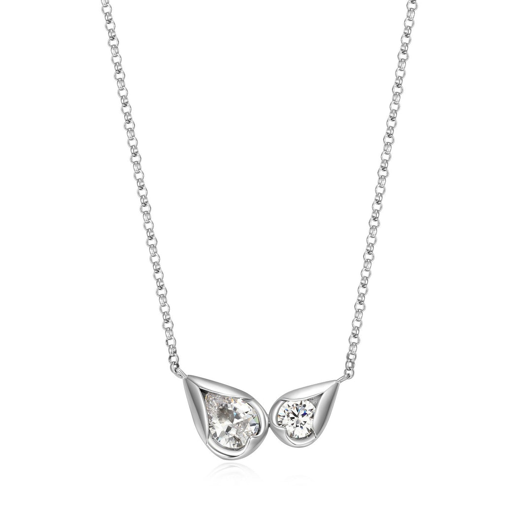 ELLE "Tulip" Sterling Silver Double Pear-Shaped CZ Necklace