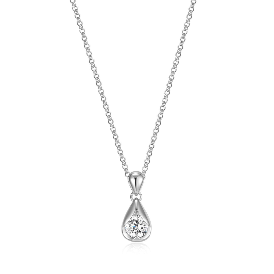 ELLE "Tulip" Sterling Silver Pear-Shaped CZ Necklace