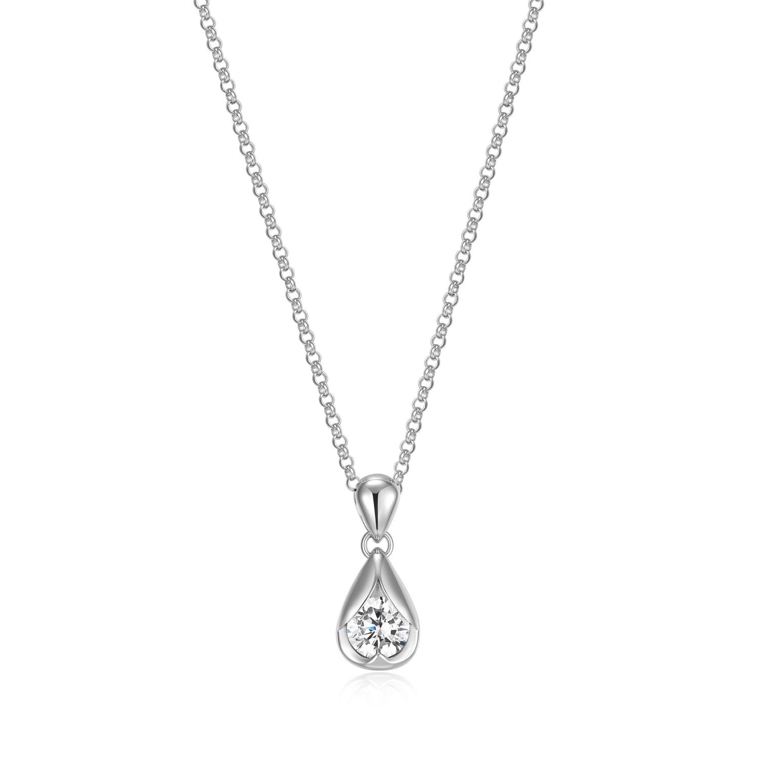 ELLE "Tulip" Sterling Silver Pear-Shaped CZ Necklace