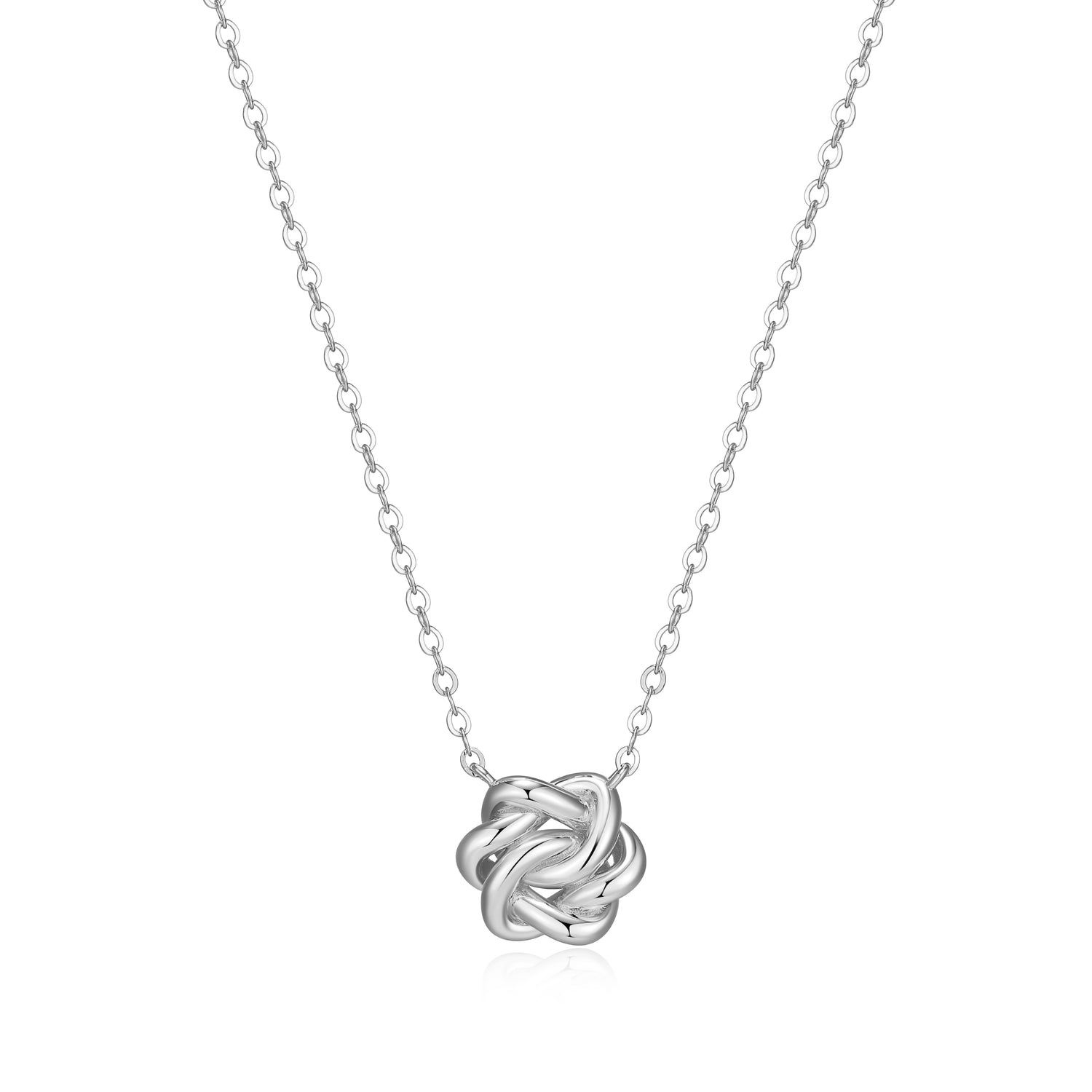 ELLE "Eternal Knot" Rhodium Plated Sterling Silver Necklace