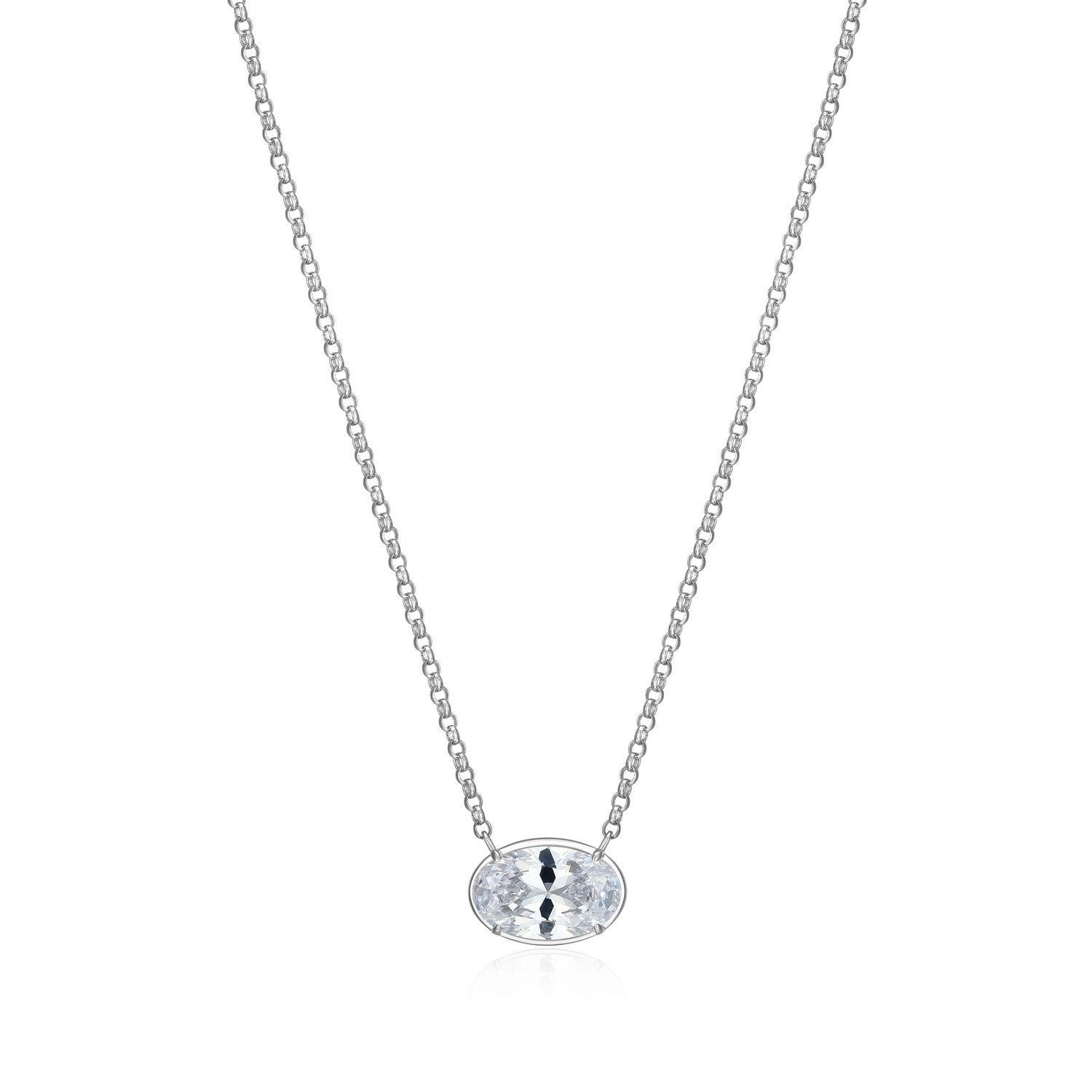 ELLE "Serenelle" Sterling Silver Oval CZ Necklace