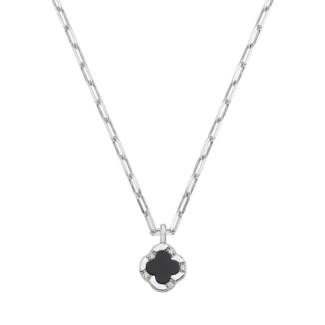 Charles Garnier Bliss Sterling Silver Black Agate Clover Necklace