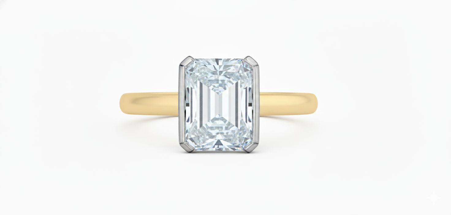 Lab-Grown Half Bezel Diamond Engagement Ring, 2.08TDW