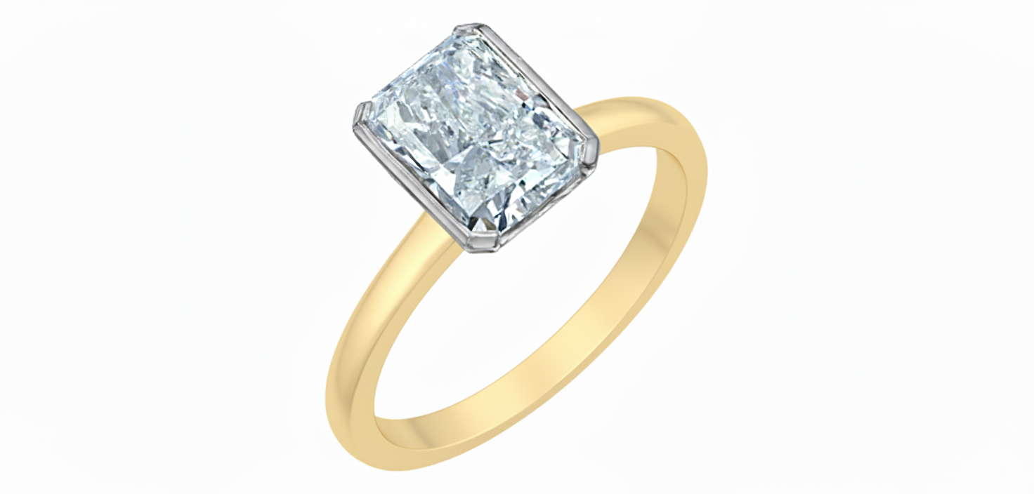 Lab-Grown Half Bezel Diamond Engagement Ring, 2.08TDW