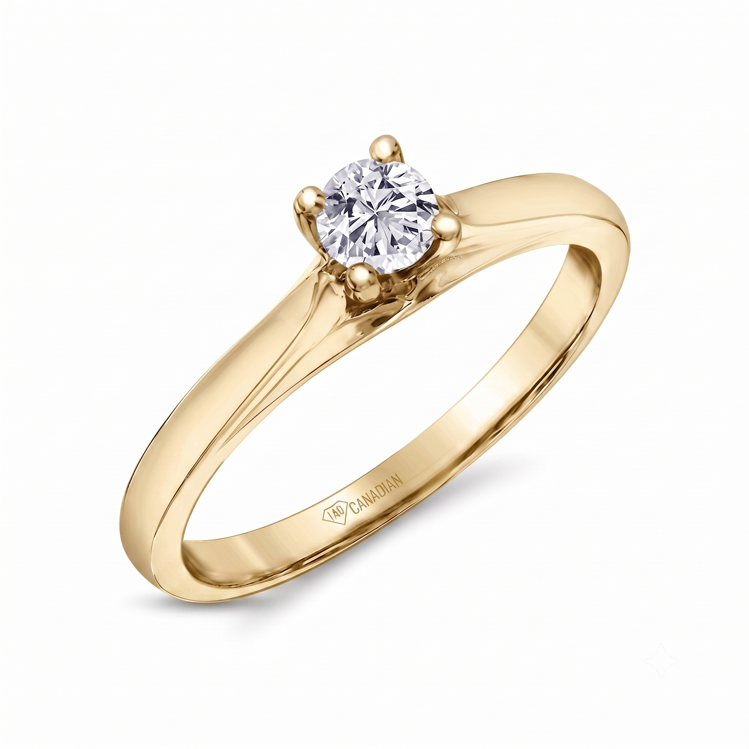 I Am Canadian 14k Yellow Gold Diamond Solitaire Ring
