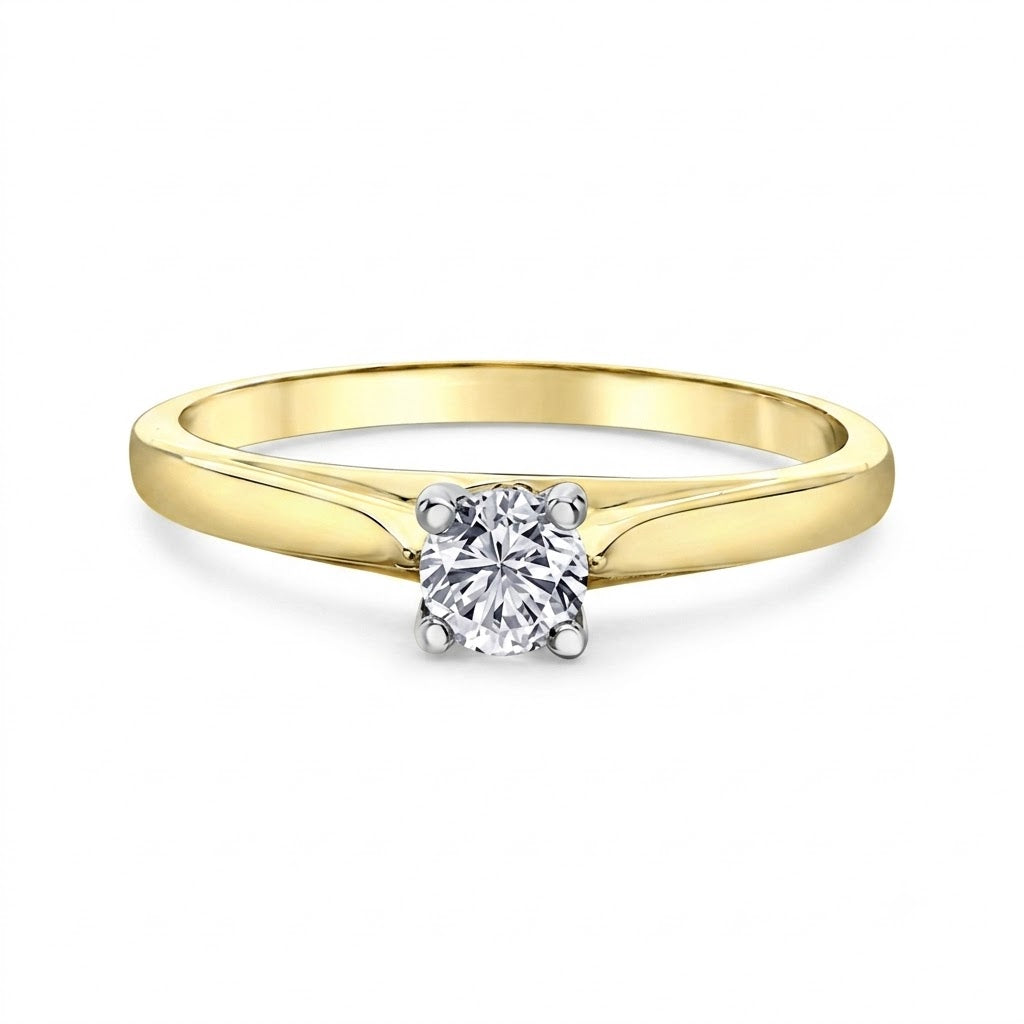I Am Canadian Two-Tone Diamond Solitaire Ring, 0.31 CT