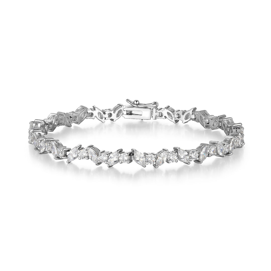 Sterling Silver Marquise and Round Diamondlite CZ Tennis Bracelet