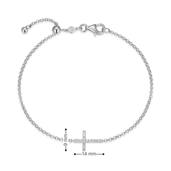 "M" Lab-Created Diamond Sideways Cross Adjustable Bracelet