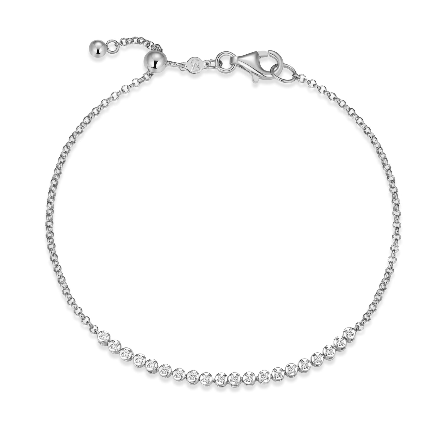 Sterling Silver 2.7mm Lab-Created Diamond Adjustable Linear Bracelet