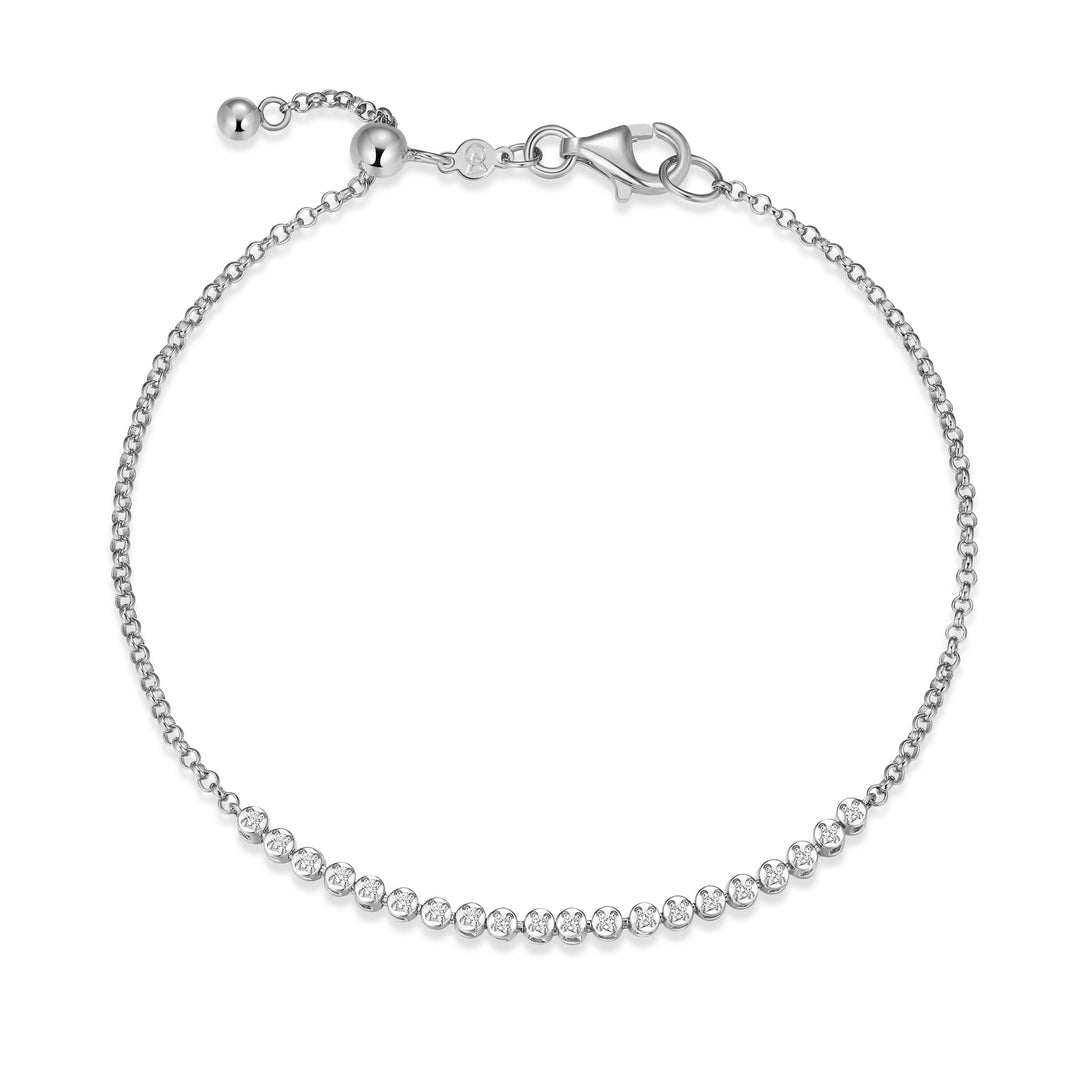 Sterling Silver 2.7mm Lab-Created Diamond Adjustable Linear Bracelet