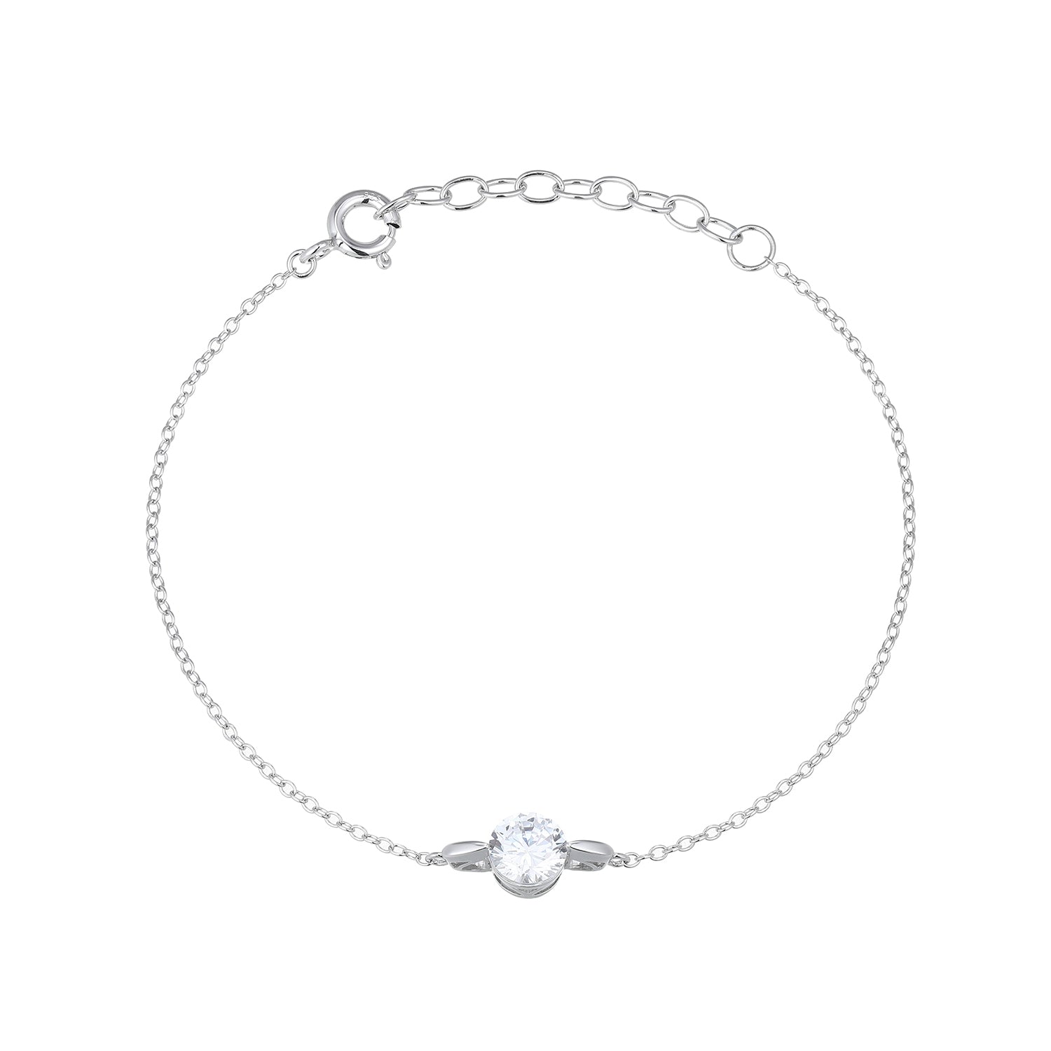 Sterling Silver Stacking Bracelet With 6MM CZ