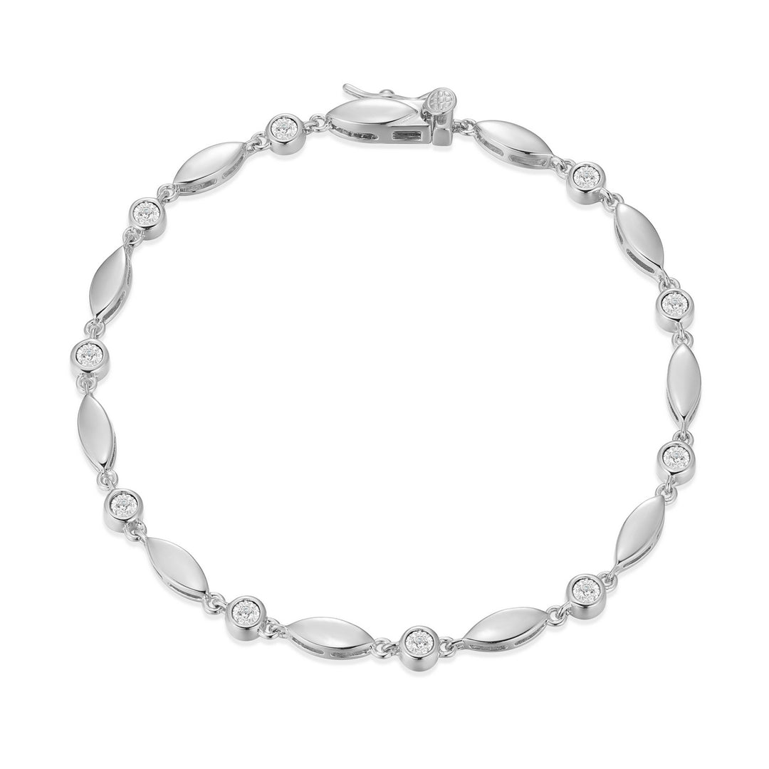 "M" Lab-Created Diamond Marquise & Bezel Link Bracelet