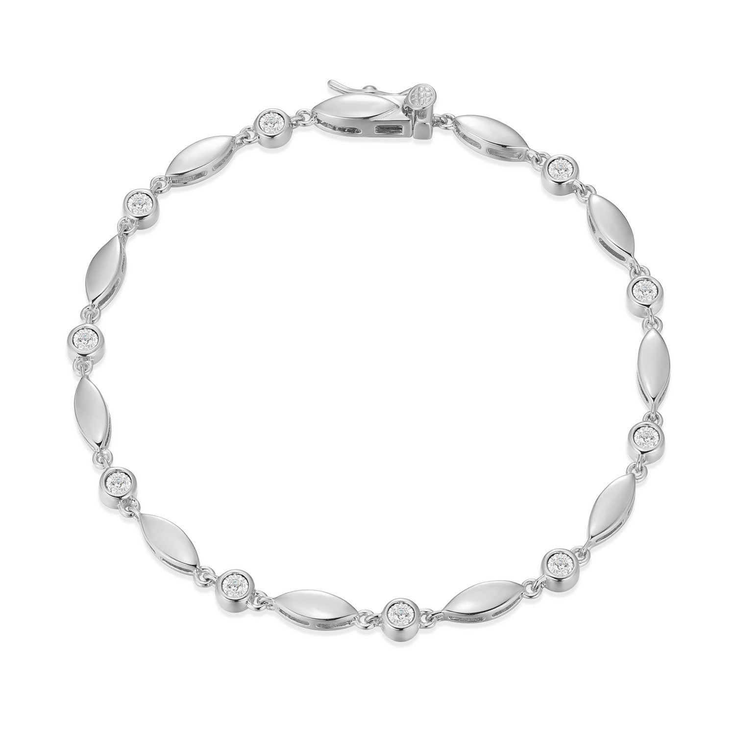 "M" Lab-Created Diamond Marquise & Bezel Link Bracelet