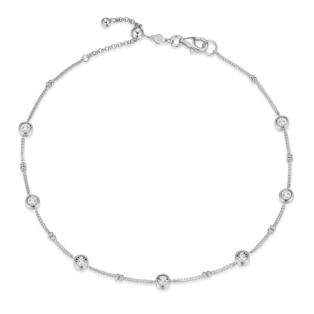 "M" Lab-Created Diamond Bezel Station Bolo Bracelet