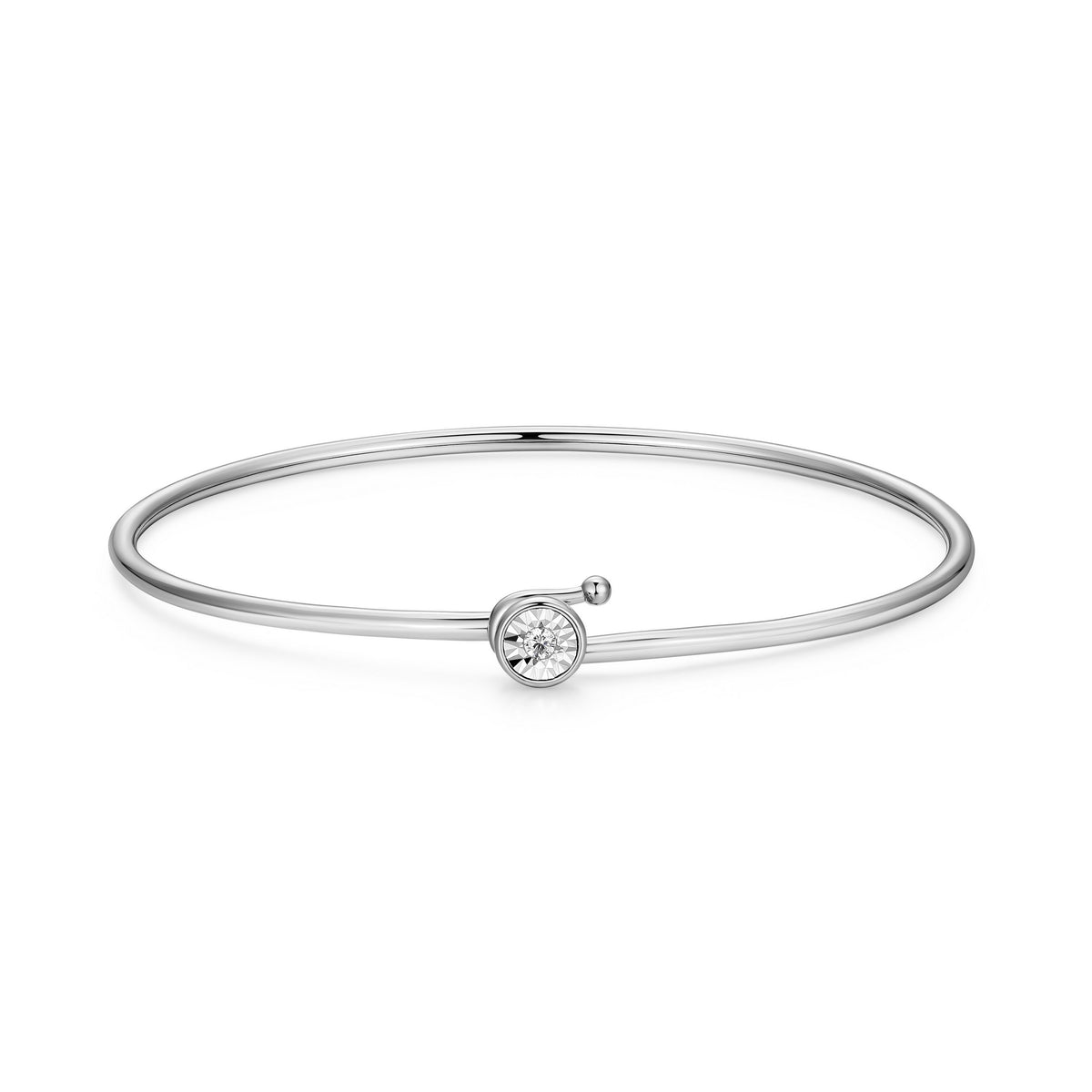 2mm Flex Bangle with Lab-Grown Diamond, 0.04tdw