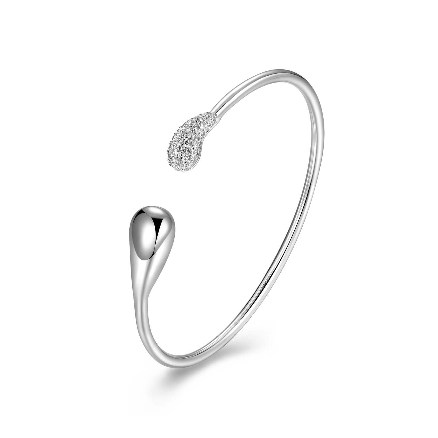 ELLE "Raindrop" Sterling Silver Pavé CZ Flexi Cuff