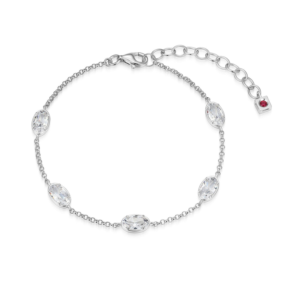 ELLE "Serenelle" Sterling Silver 5-Station Oval CZ Bracelet