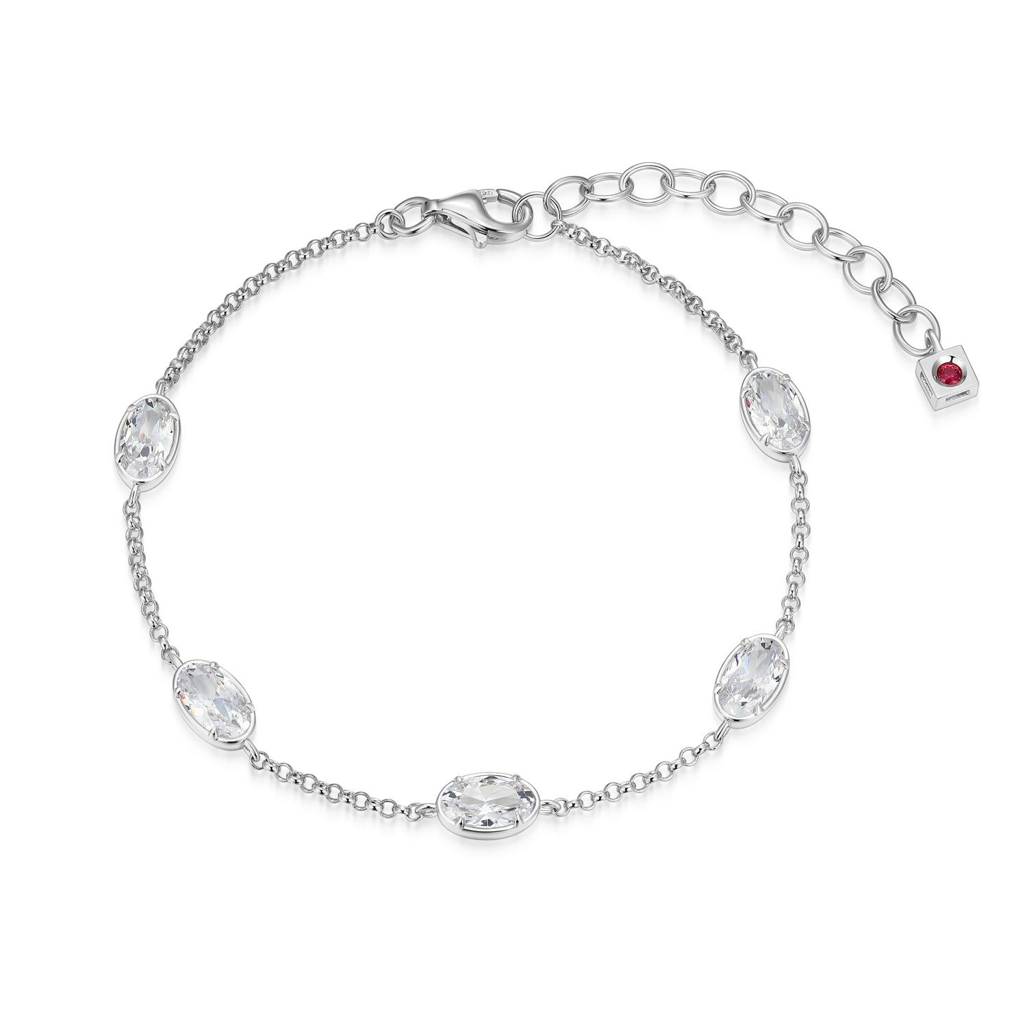 ELLE "Serenelle" Sterling Silver 5-Station Oval CZ Bracelet