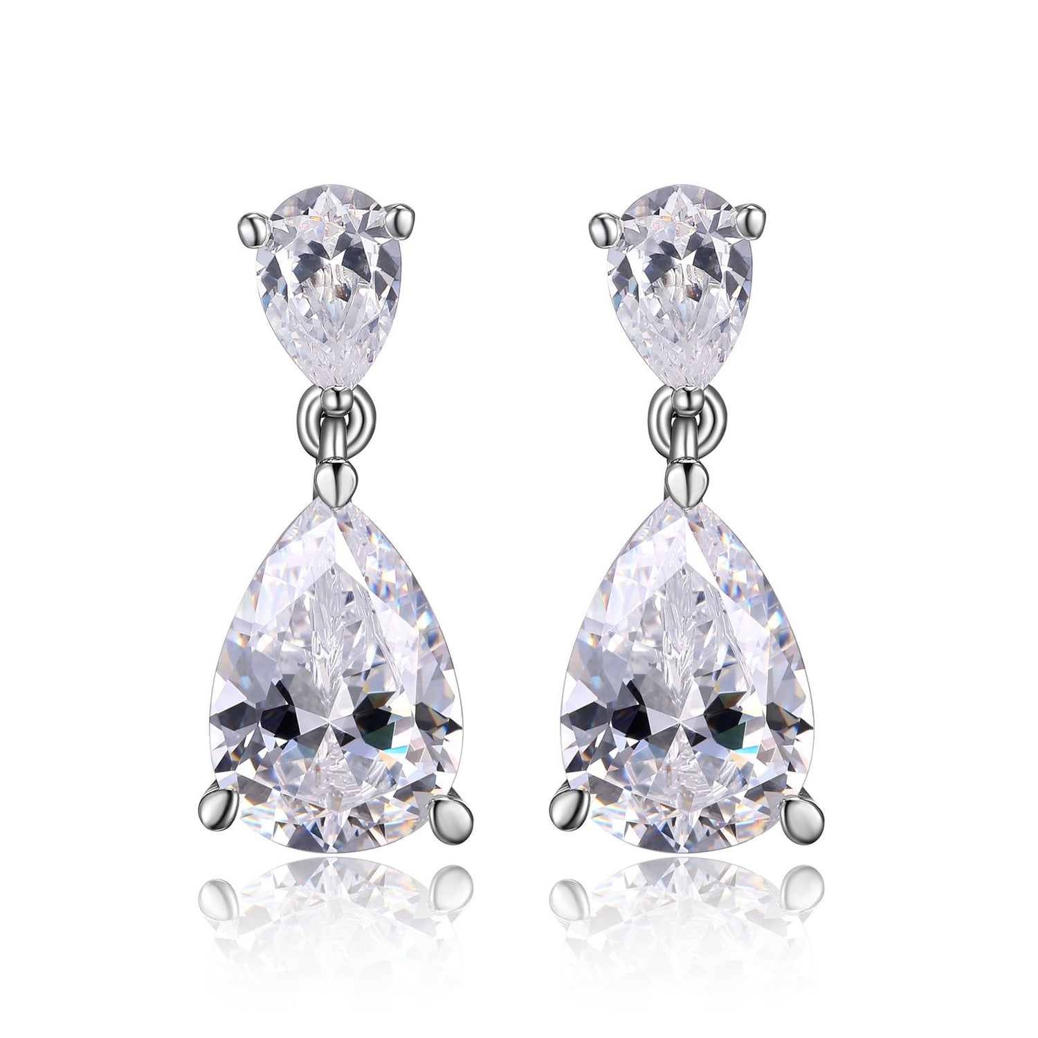 Red Carpet Sterling Silver Pear Diamondlite CZ Drop Earrings
