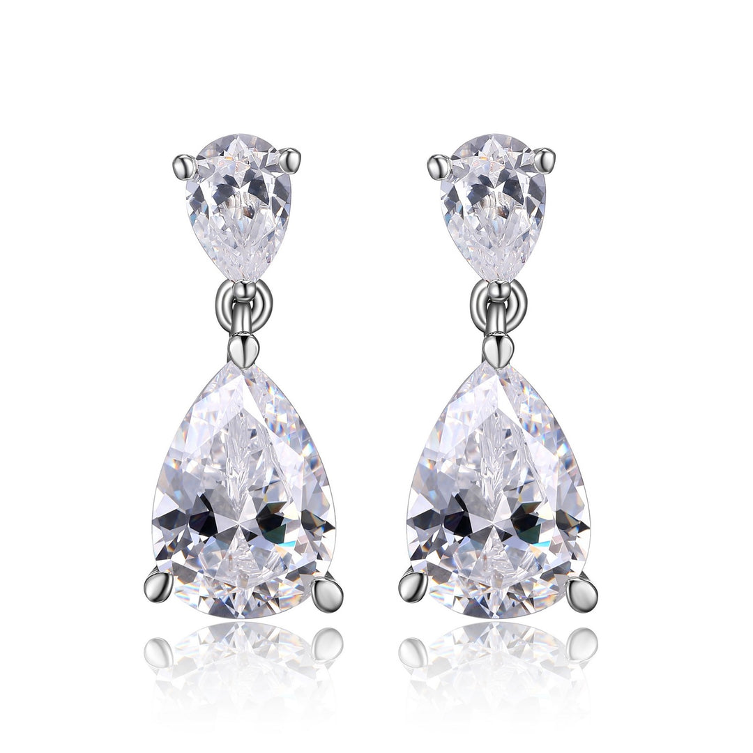 Red Carpet Sterling Silver Pear Diamondlite CZ Drop Earrings
