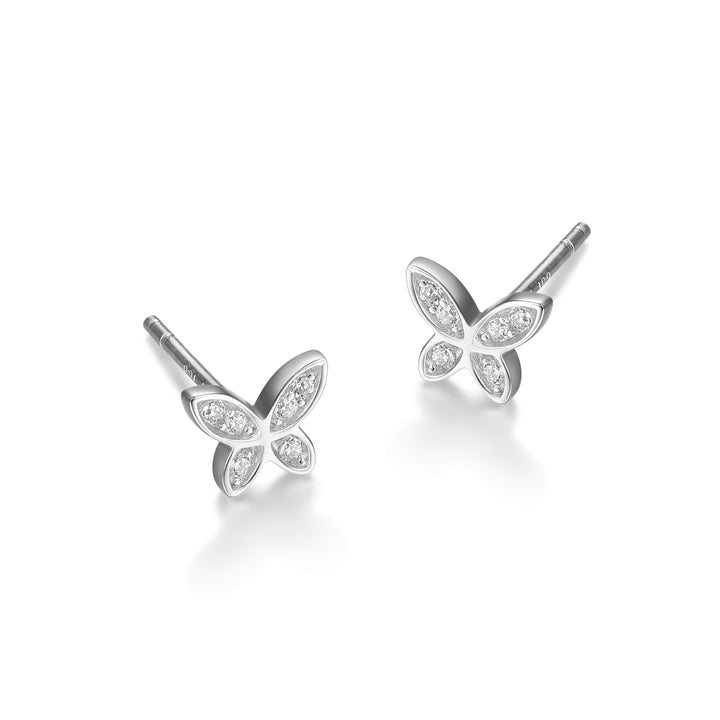Sterling Silver Cubic Zirconia Butterfly Stud Earrings