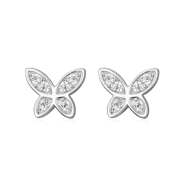 Sterling Silver Cubic Zirconia Butterfly Stud Earrings