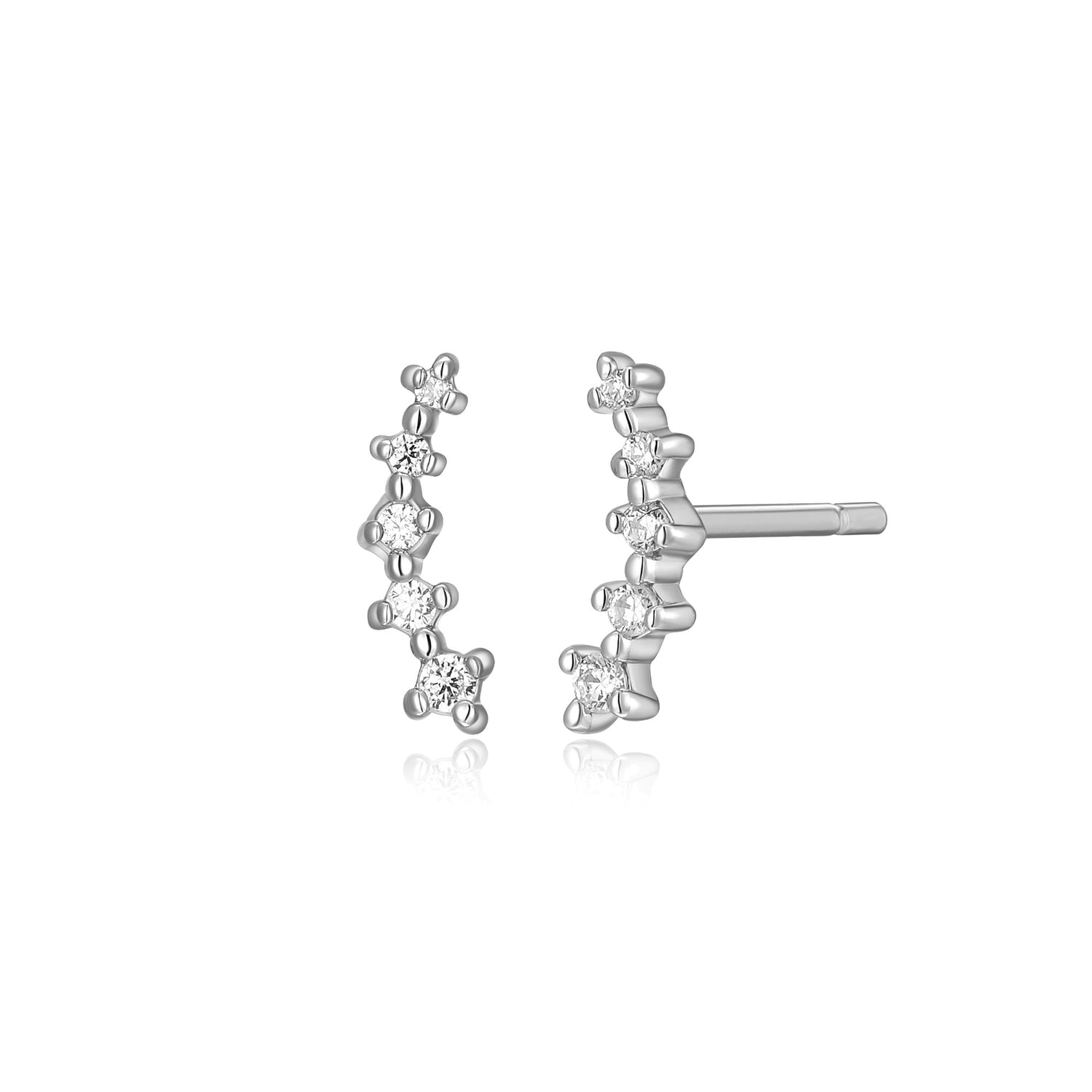 Sterling Silver 8mm Lab-Created Diamond Crawler Stud Earrings