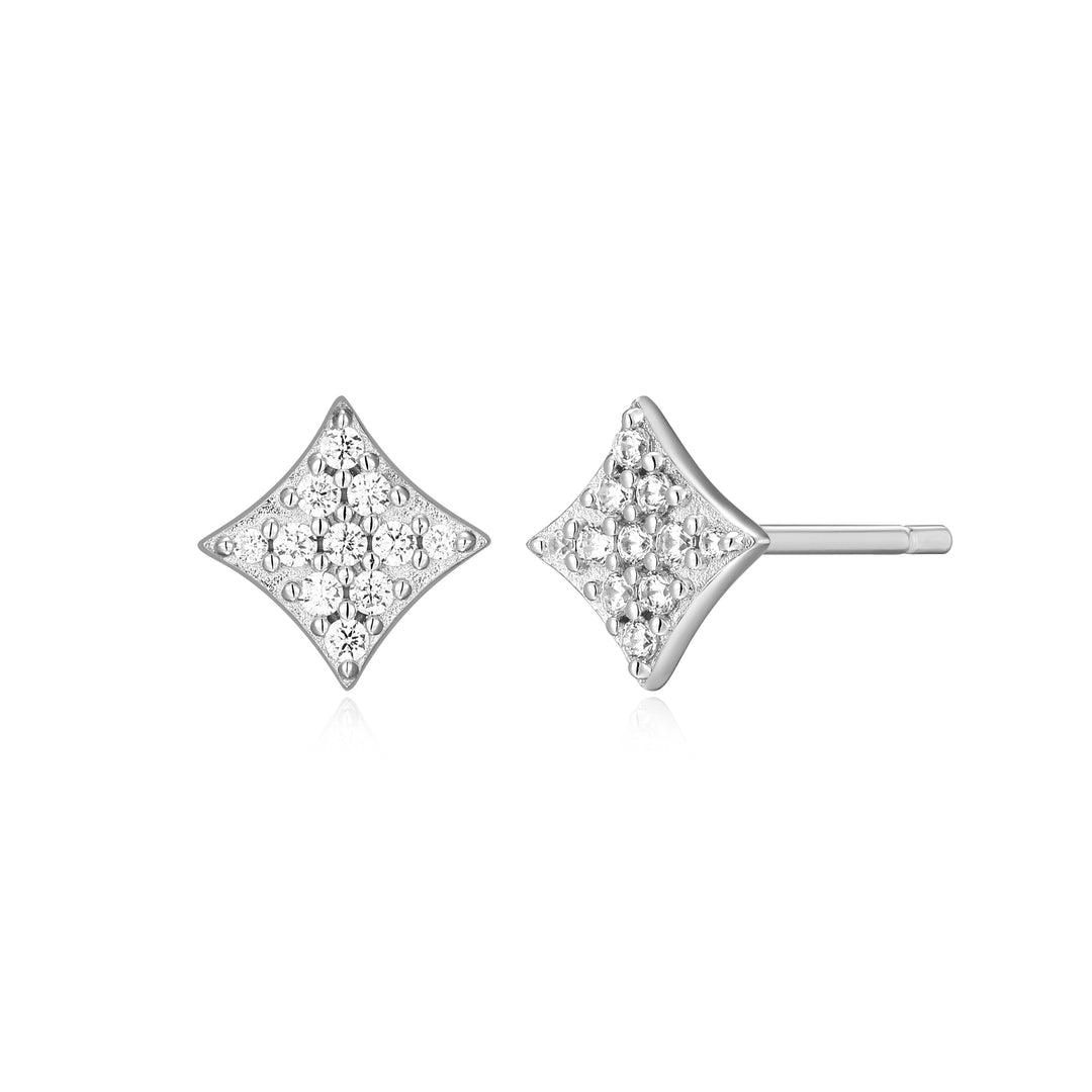 Diamond Shaped Stud Earrings, 0.10tdw