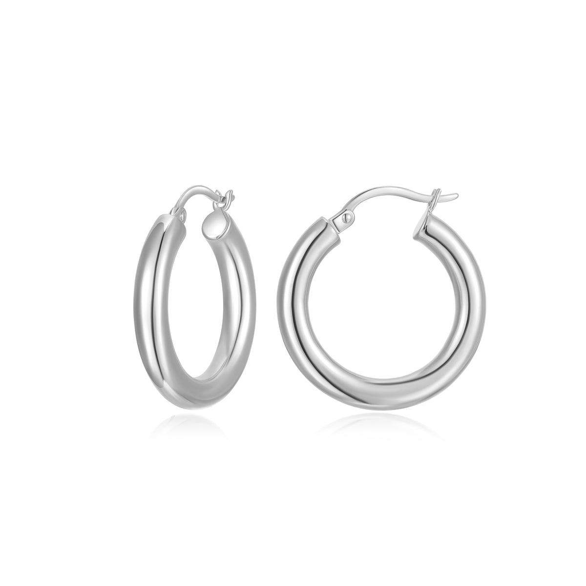 4mm High Polish Tube 25mm Hoop Earrings