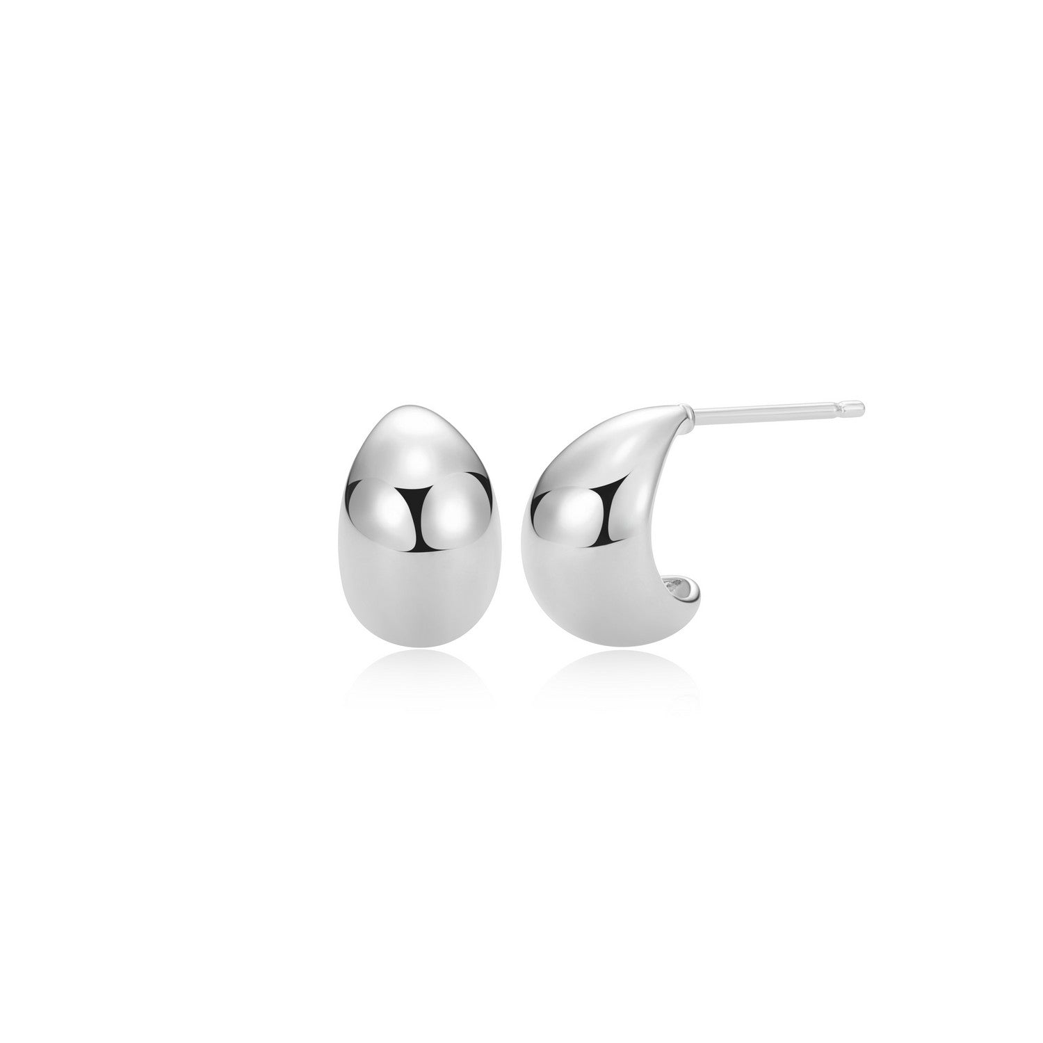 Small Curved Puffy Teardrop Stud Earrings