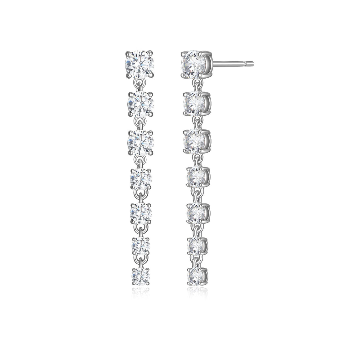 Stud Drop Earrings with CZ Accents