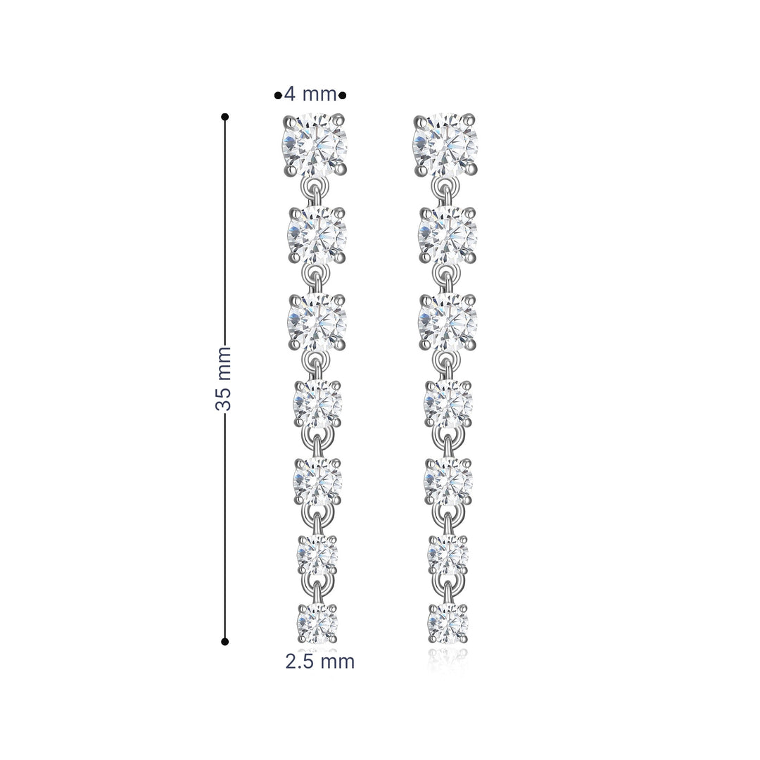 Stud Drop Earrings with CZ Accents