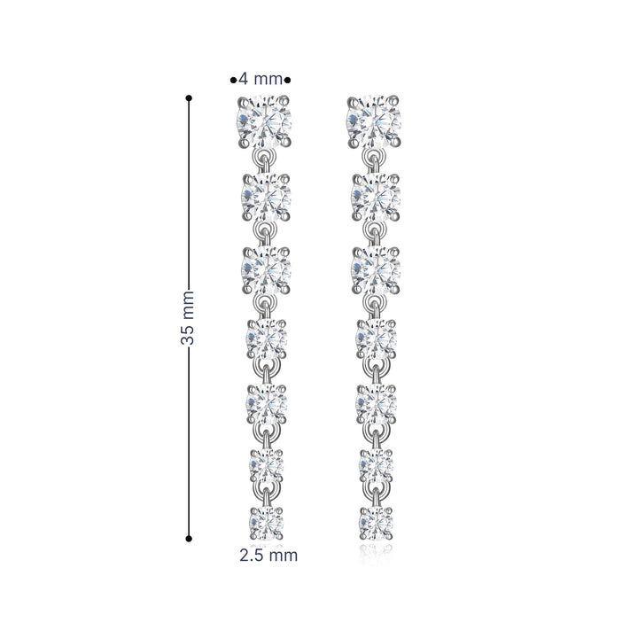 Stud Drop Earrings with CZ Accents