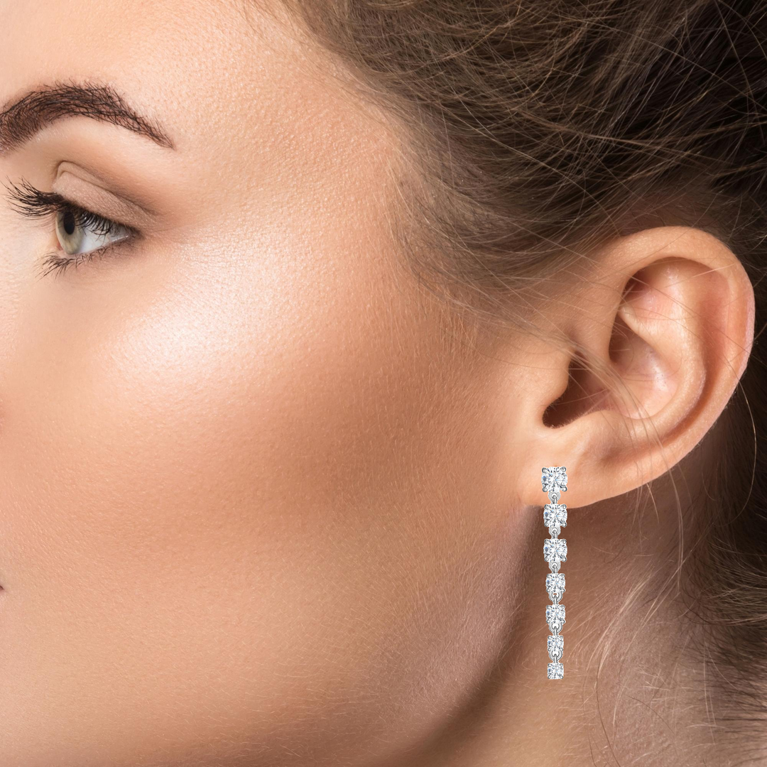 Stud Drop Earrings with CZ Accents