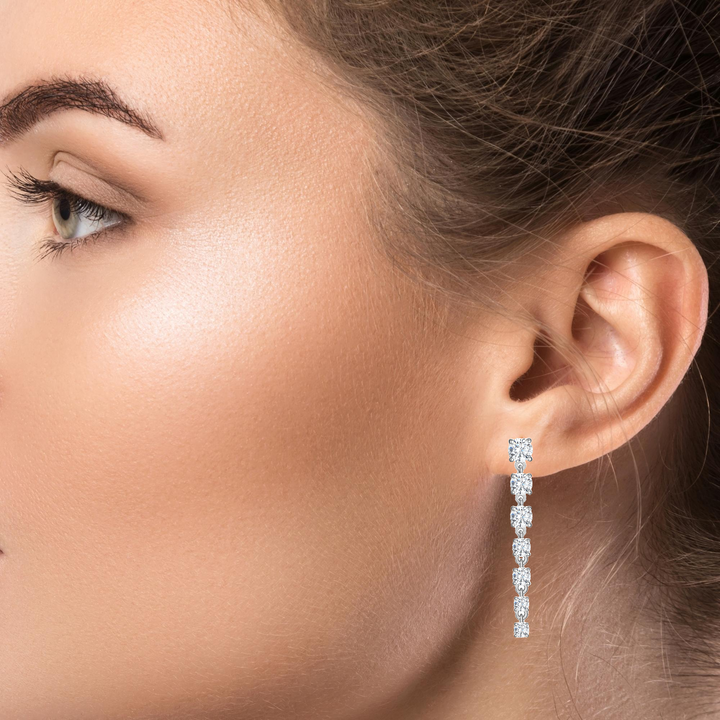 Stud Drop Earrings with CZ Accents