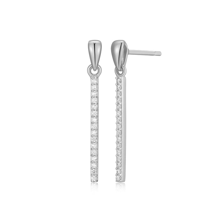Sterling Silver Lab-Created Diamond Stick Drop Earrings
