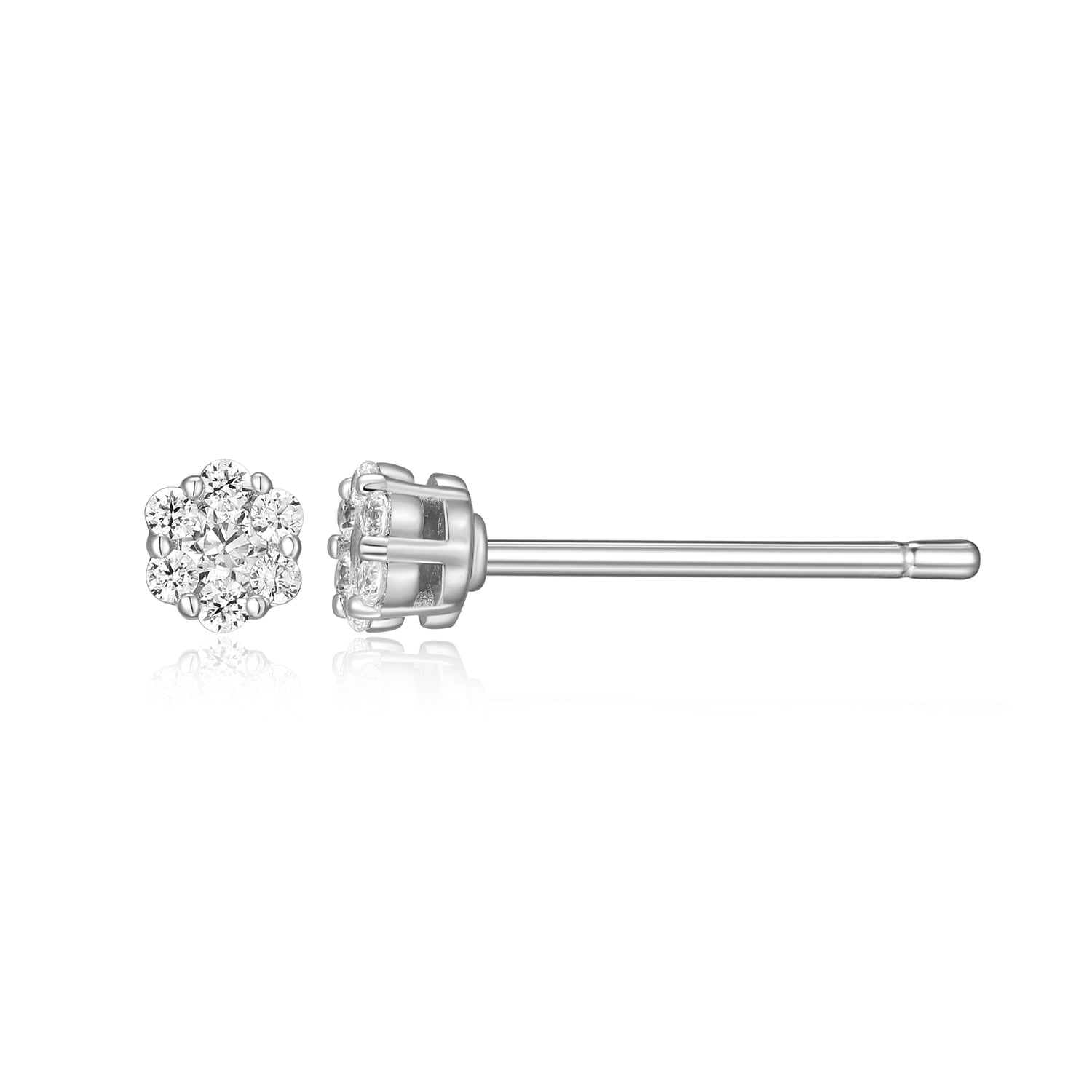 "M" Lab-Created Diamond Sterling Silver Cluster Studs