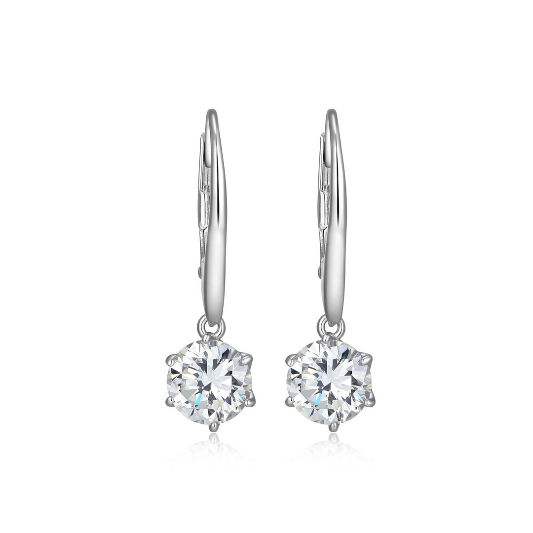 6-Prong 6.5MM CZ Drop Earrings