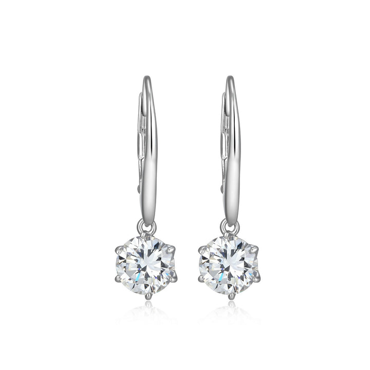 6-Prong 6.5MM CZ Drop Earrings