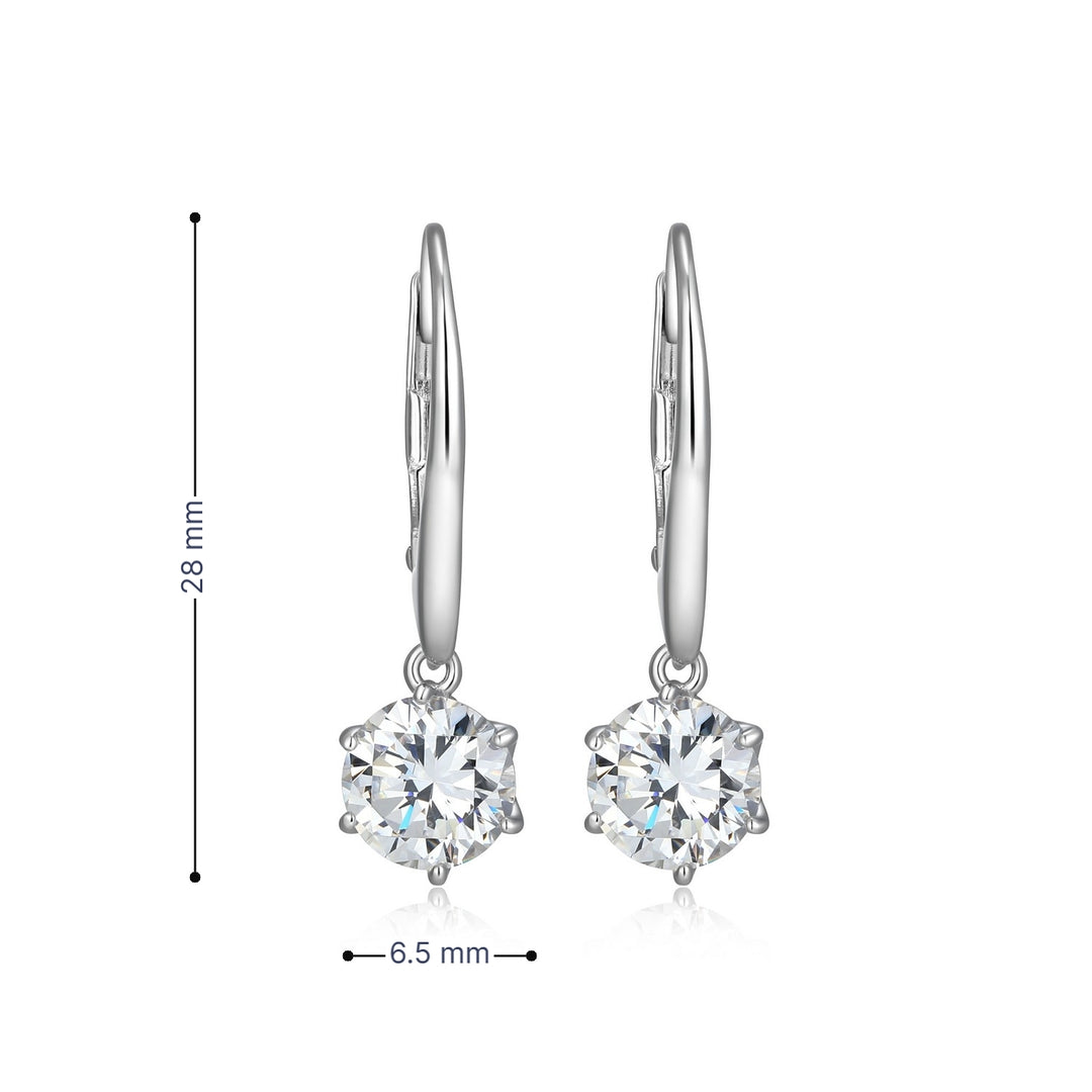 6-Prong 6.5MM CZ Drop Earrings