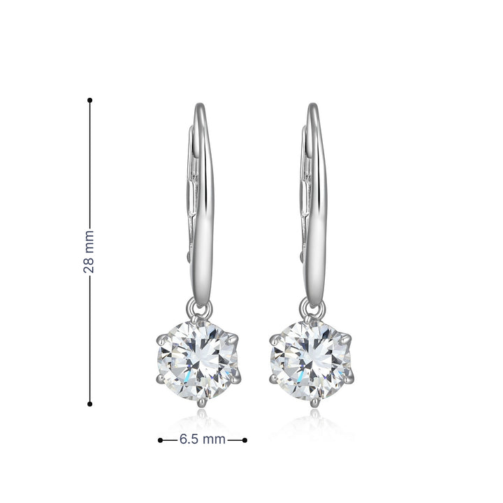 6-Prong 6.5MM CZ Drop Earrings