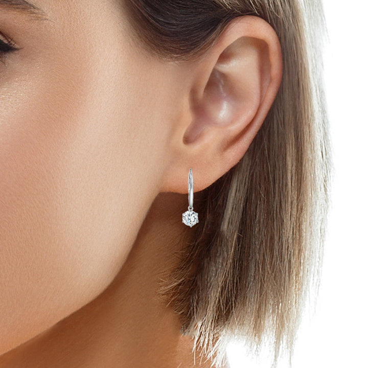 6-Prong 6.5MM CZ Drop Earrings