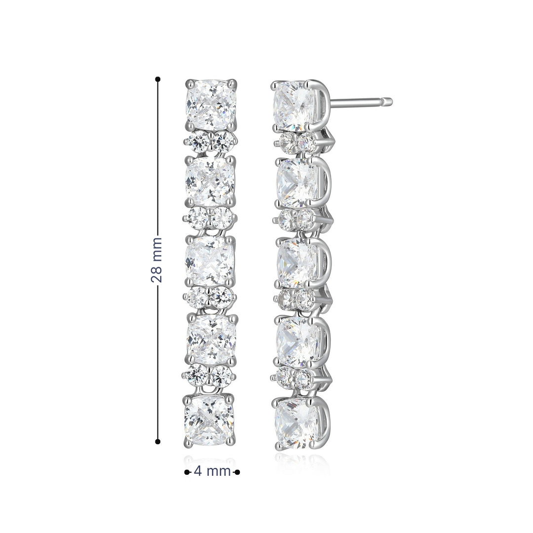 Reign Rhodium Sterling Silver Diamondite CZ Linear Drop Earrings
