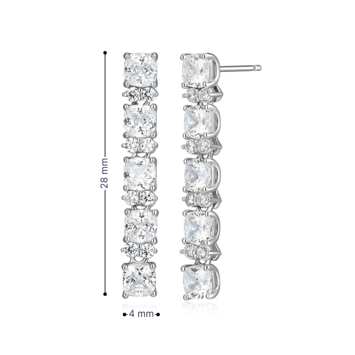 Reign Rhodium Sterling Silver Diamondite CZ Linear Drop Earrings