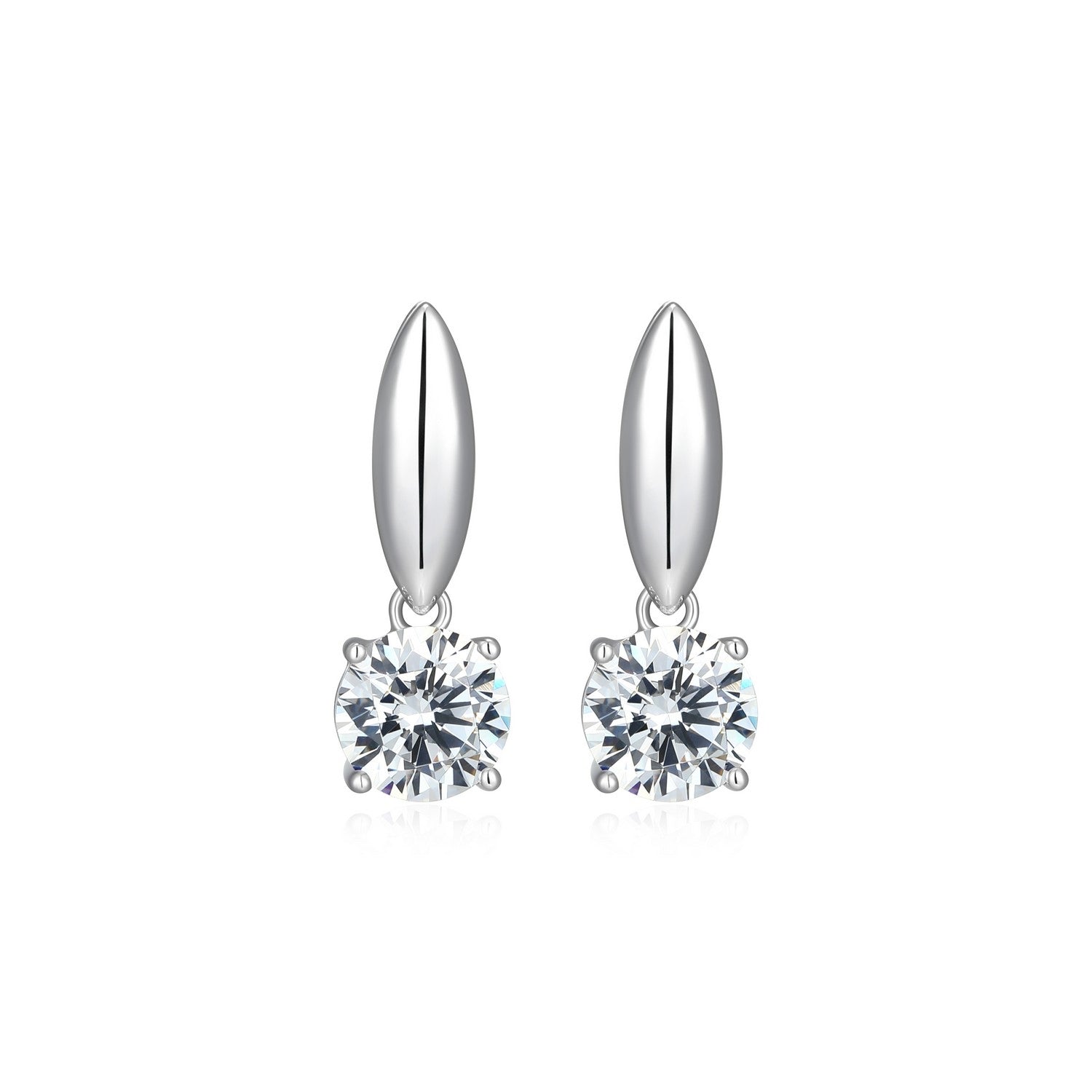 15MM Silver Drop Earrings with Round CZ