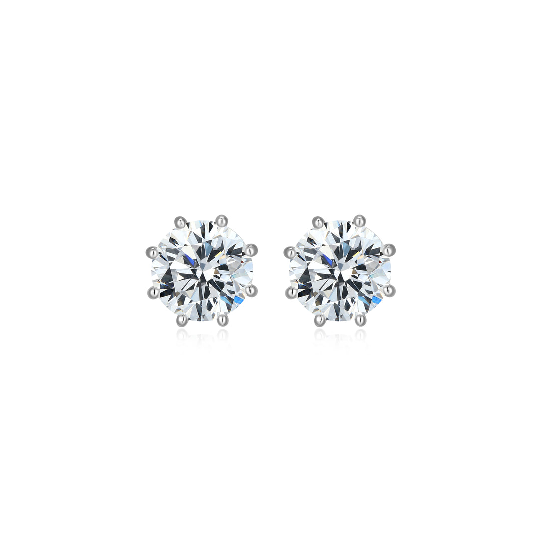 Sterling Silver 8-Prong Solitaire Diamondlite CZ Stud Earrings