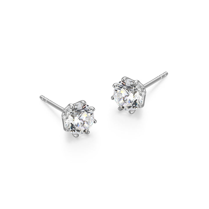 Sterling Silver 8-Prong Solitaire Diamondlite CZ Stud Earrings