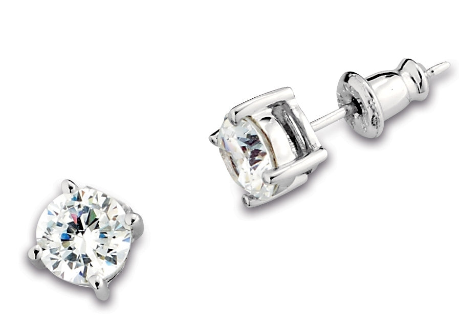 6MM Round CZ Solitaire Stud Earrings