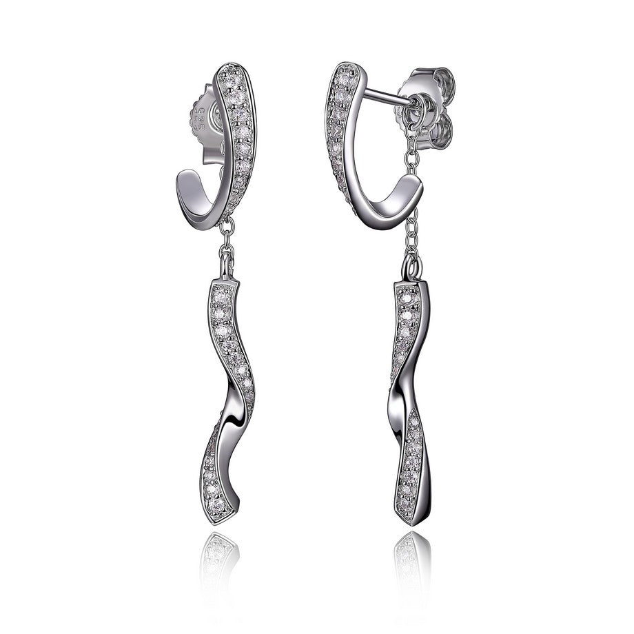ELLE "Ocean" Sterling Silver Front-to-Back CZ Dangle Earrings