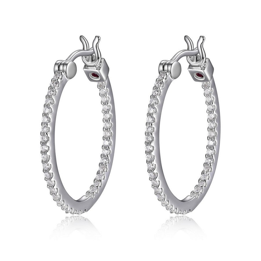 CZ Inside Out Round Hoop Earrings